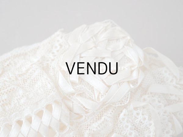 画像7: アンティーク 新品同様 バテム用　レース&フリル使いのボネ ベビー用ボネ (7)