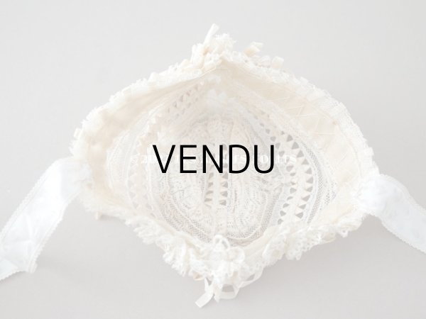画像10: アンティーク 新品同様 バテム用　レース&フリル使いのボネ ベビー用ボネ (10)