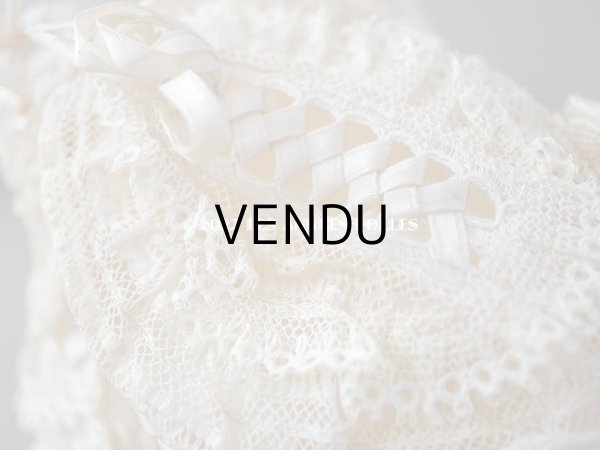 画像9: アンティーク 新品同様 バテム用　レース&フリル使いのボネ ベビー用ボネ (9)