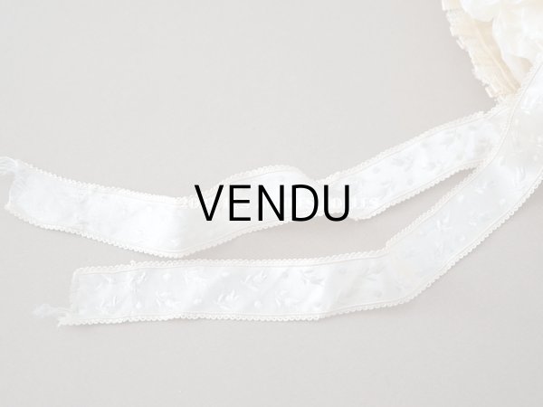 画像11: アンティーク 新品同様 バテム用　レース&フリル使いのボネ ベビー用ボネ (11)