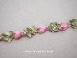 画像2: 1920年代 アンティーク シルク製 大きな薔薇のロココトリム オールドローズ色 ロココリボン  (2)