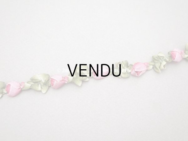 画像3: 1920年代 アンティーク シルク製 大きな薔薇のロココトリム オールドローズ色 ロココリボン  (3)