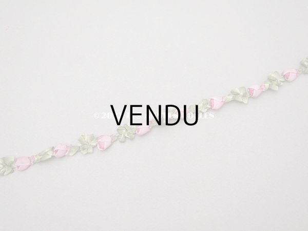 画像5: 1920年代 アンティーク シルク製 大きな薔薇のロココトリム オールドローズ色 ロココリボン  (5)