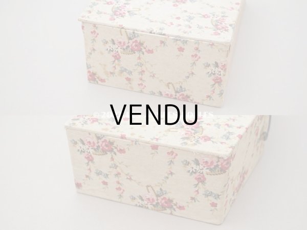 画像7: 1900年代 アンティーク  ローズパニエ＆薔薇のガーランド柄  カルトナージュボックス チェストの引き出し (7)