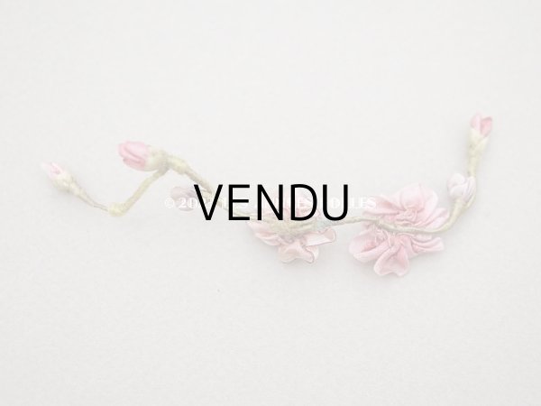 画像4: アンティーク シルク製 薔薇のロココモチーフ くすんだピンク (4)