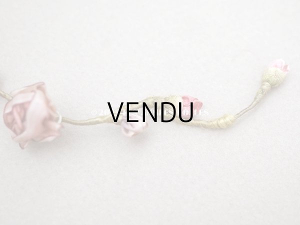 画像3: アンティーク シルク製 薔薇のロココモチーフ くすんだピンク (3)
