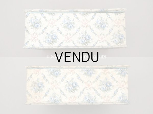 画像7: アンティーク カルトナージュボックス  ブルーの薔薇＆ピンクのリボン (7)