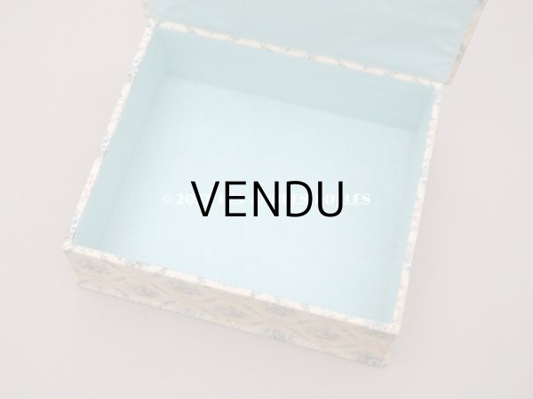 画像8: アンティーク カルトナージュボックス  ブルーの薔薇＆ピンクのリボン (8)