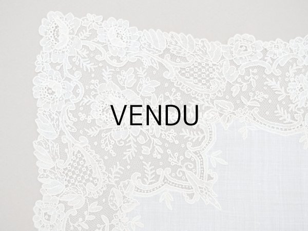 画像5: アンティーク ポワンドローズ  結婚式のハンカチ イニシャル刺繍入り 【ポワン・ド・ローズ】　【ポワン・ド・ガーズ】  (5)