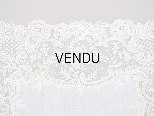 画像6: アンティーク ポワンドローズ  結婚式のハンカチ イニシャル刺繍入り 【ポワン・ド・ローズ】　【ポワン・ド・ガーズ】  (6)