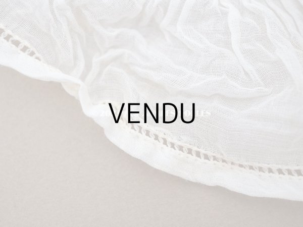 画像6: アンティーク コットンオーガンジーのフリルレース オフホワイト ドット＆ギャザー  64cm　5.4cm幅 (6)