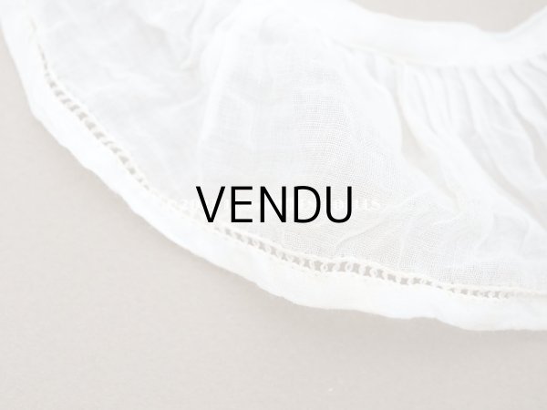 画像5: アンティーク コットンオーガンジーのフリルレース オフホワイト ドット＆ギャザー  64cm　5.4cm幅 (5)