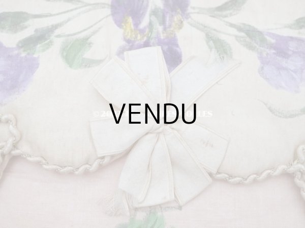 画像4: アンティーク シルク製 小さなハンキーケース 菫&シルクリボン ハンカチ用ポシェット  (4)