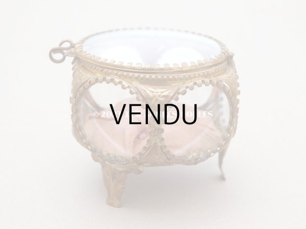 画像5: 19世紀末 アンティーク ジュエリーボックス 　スモーキーなピーチピンク シルク製クッション　 (5)