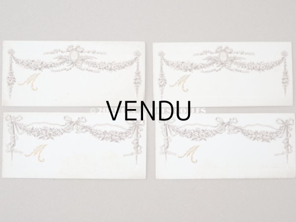 画像5: 未使用 アンティーク ウェディングのネームカード  20枚セット 薔薇＆リボンのガーランド ルイ16世スタイル  (5)