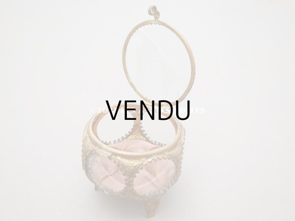 画像8: 19世紀末 アンティーク ジュエリーボックス 　スモーキーなピーチピンク シルク製クッション　 (8)