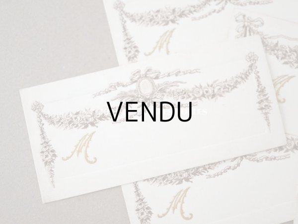 画像4: 未使用 アンティーク ウェディングのネームカード  20枚セット 薔薇＆リボンのガーランド ルイ16世スタイル  (4)