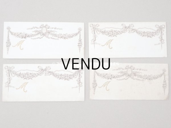 画像6: 未使用 アンティーク ウェディングのネームカード  20枚セット 薔薇＆リボンのガーランド ルイ16世スタイル  (6)