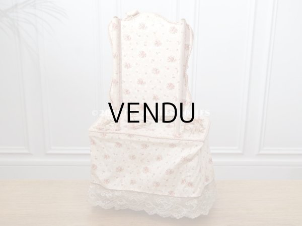 画像7: 【セール対象外】1900年代 カルトナージュラック コワフーズ 鏡台 ピンクの薔薇模様 子供用の玩具  (7)