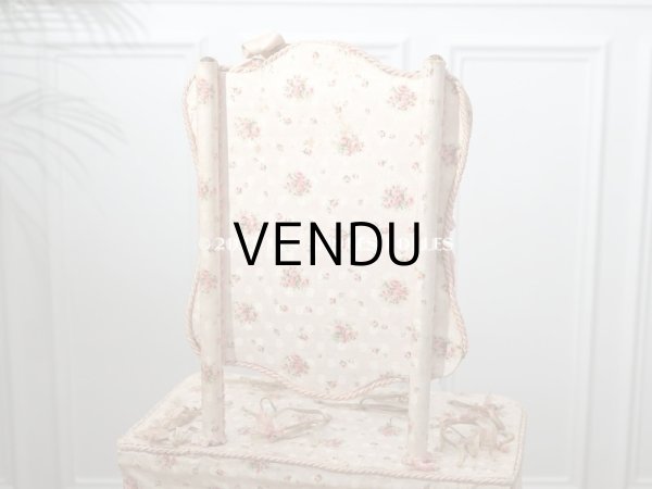 画像8: 【セール対象外】1900年代 カルトナージュラック コワフーズ 鏡台 ピンクの薔薇模様 子供用の玩具  (8)