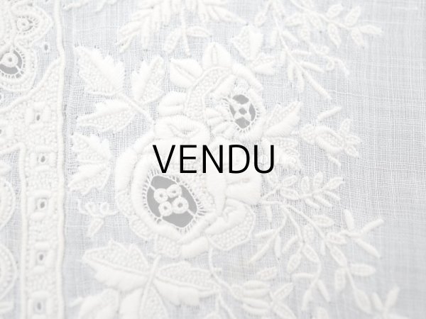 画像5: 19世紀 アンティーク  結婚式のハンカチ ホワイトワーク＆ニードルレース (5)