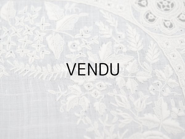 画像7: 19世紀 アンティーク  結婚式のハンカチ ホワイトワーク＆ニードルレース (7)