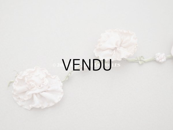 画像3: 未使用 1920年代 アンティーク 大きな薔薇のロココトリム ロココリボン パウダーピンク  (3)