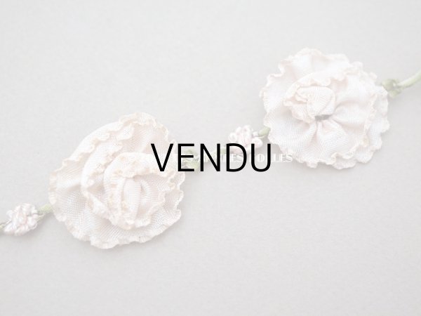 画像5: 未使用 1920年代 アンティーク 大きな薔薇のロココトリム ロココリボン パウダーピンク  (5)