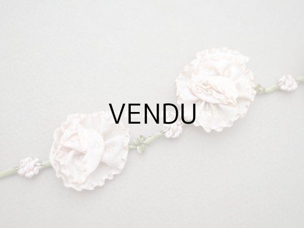 画像4: 未使用 1920年代 アンティーク 大きな薔薇のロココトリム ロココリボン パウダーピンク  (4)