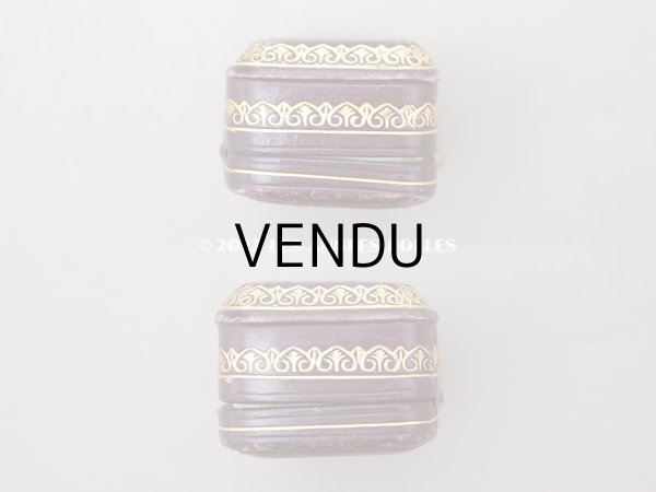 画像6: 19世紀末 アンティーク 本革製 金彩入り ジュエリーボックス　ボルドー  (6)