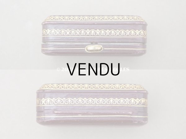 画像5: 19世紀末 アンティーク 本革製 金彩入り ジュエリーボックス　ボルドー  (5)