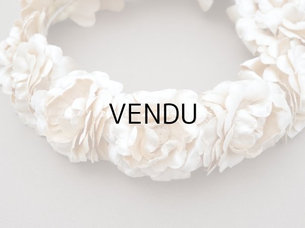 画像6: アンティーク 薔薇の布花のティアラ 花冠  アイボリー　シルクサテン (6)