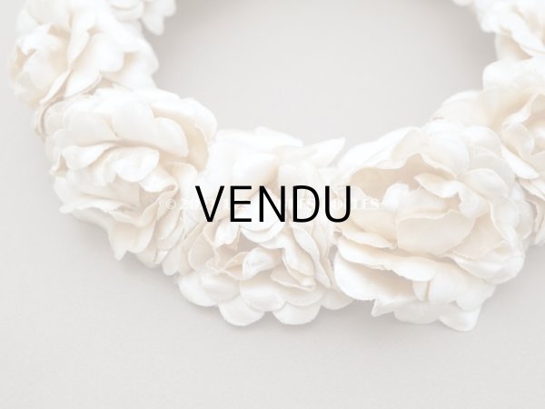 画像3: アンティーク 薔薇の布花のティアラ 花冠  アイボリー　シルクサテン (3)