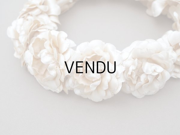 画像4: アンティーク 薔薇の布花のティアラ 花冠  アイボリー　シルクサテン (4)