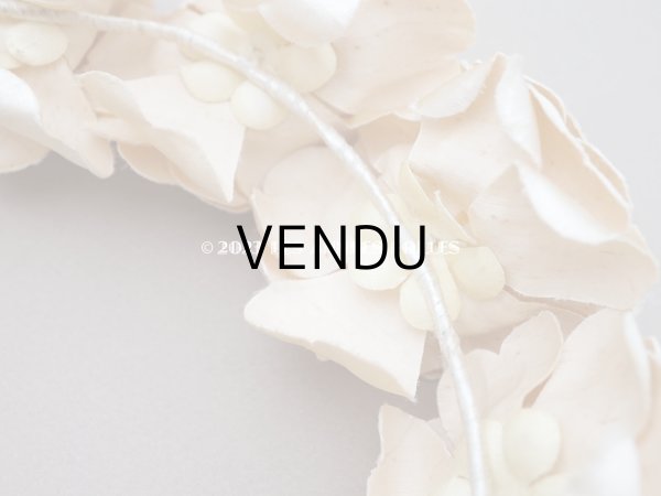 画像8: アンティーク 薔薇の布花のティアラ 花冠  アイボリー　シルクサテン (8)