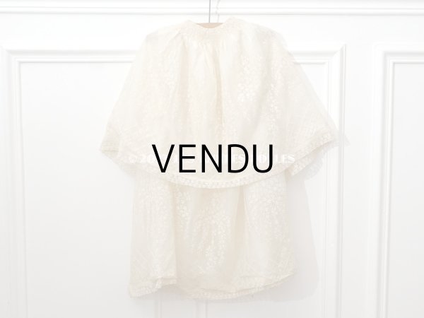 画像3: 1900年代 アンティーク 小さな女の子用 レース＆シルク製ケープ　着丈56cm (3)