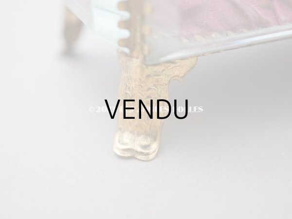 画像11: 19世紀 アンティーク 大きなジュエリーボックス ボルドーのシルク製クッション (11)