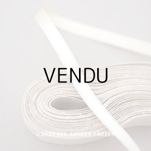 画像: 未使用 1900年代 アンティーク シルク製 サテンリボン 極細 5mm幅  アイボリー 6.15m ベビー用ボネ