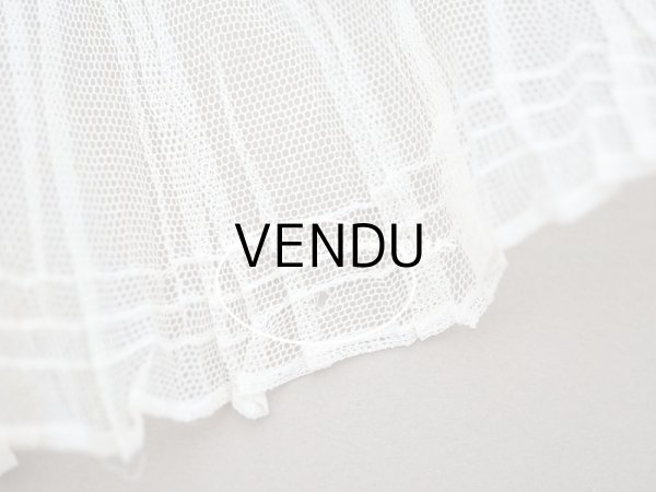 画像5: アンティーク チュールレースのプリーツリボン ライン入り エクリュ 42cm 7.8cm幅   (5)