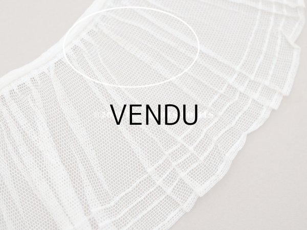 画像6: アンティーク チュールレースのプリーツリボン ライン入り エクリュ 42cm 7.8cm幅   (6)