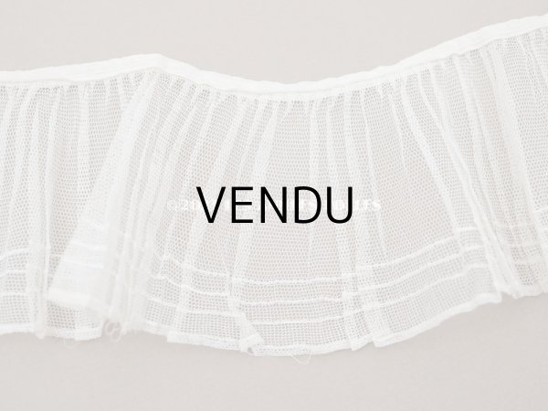 画像4: アンティーク チュールレースのプリーツリボン ライン入り エクリュ 42cm 7.8cm幅   (4)