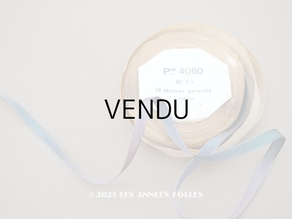 画像1: 未使用 アンティーク ブルーグリーン＆パープルのグラデーション  細幅　グログランリボン 10m PON 4060 N.1 1/4 COL 687 RAYONNE (1)