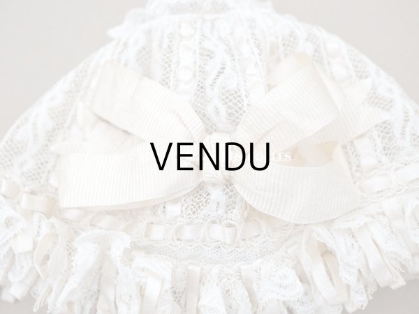 画像7: ＊蚤の市＊アンティーク バテム用 レースのボネ パウダーピンクのリボン ベビー用ボネ (7)