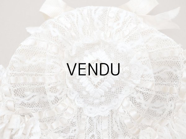 画像6: ＊蚤の市＊アンティーク バテム用 レースのボネ パウダーピンクのリボン ベビー用ボネ (6)