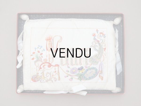 画像13: 19世紀 新品同様 アンティーク 箱入り　シルク製 ハンキーケース ハンドペイント ハンカチ用ポシェット  (13)