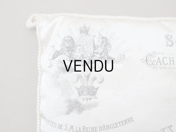 画像4: 19世紀末 アンティーク  シルク製クッション LYONのシルク専門店 SOIERIES CACHEMIRES DES INDES DENTELLES - MARIX FRERES JEUNES - (4)