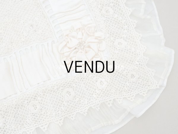 画像4: アンティーク ベビー用 ベッドカバー パウダーピンク＆エクリュ  54.5×77.5cm (4)