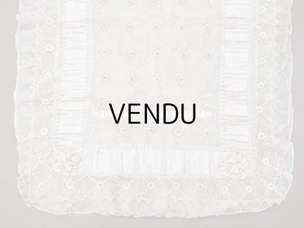 画像3: アンティーク ベビー用 ベッドカバー パウダーピンク＆エクリュ  54.5×77.5cm (3)