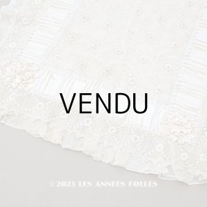 画像: アンティーク ベビー用 ベッドカバー パウダーピンク＆エクリュ  54.5×77.5cm