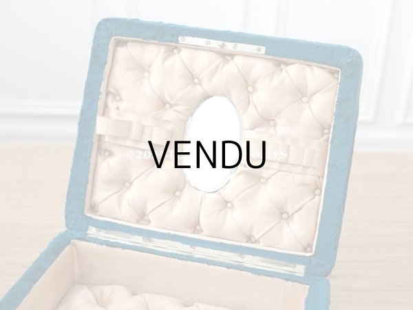 画像5: 19世紀末 アンティーク 裁縫箱　パウダーピンクのシルククッション＆ブルーグリーンのベルベット (5)